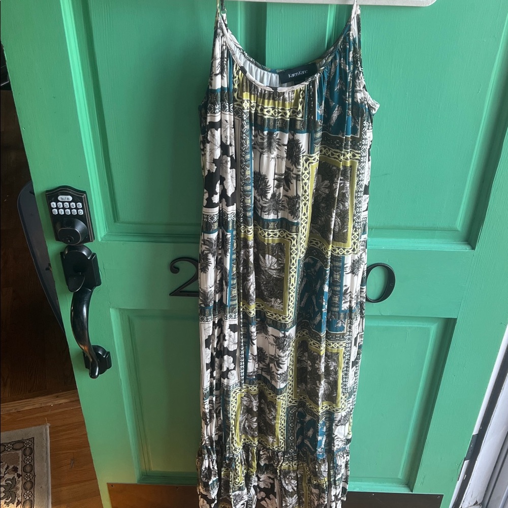 Karen Kane Floral Maxi Dress in Teal, Yellow & Black